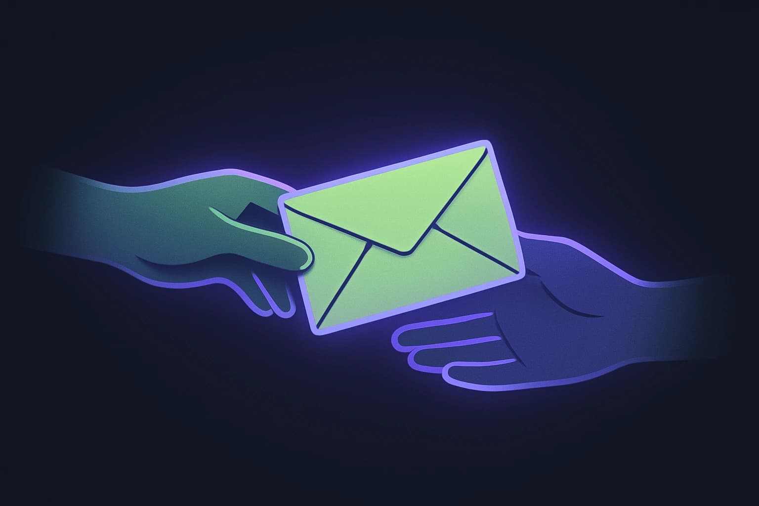 One hand passing a sealed envelope to another hand